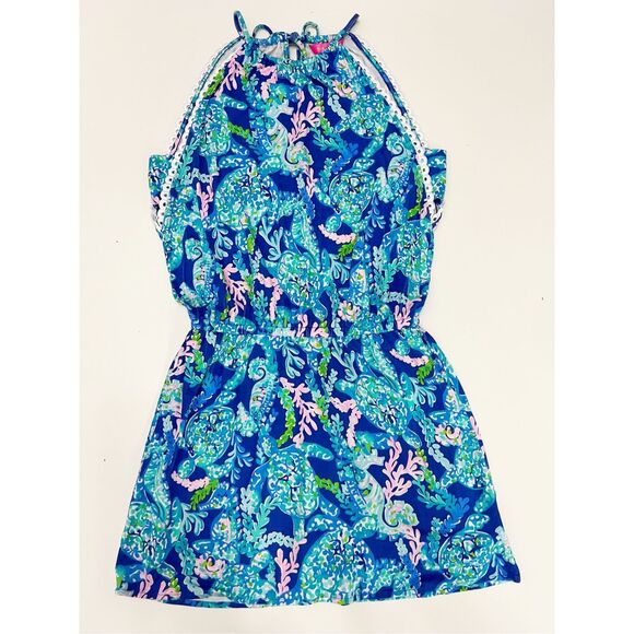 Lilly Pulitzer Pants - Lilly Pulitzer Womens Corsica Blue Turtle Villa Print Skort Romper Size XS